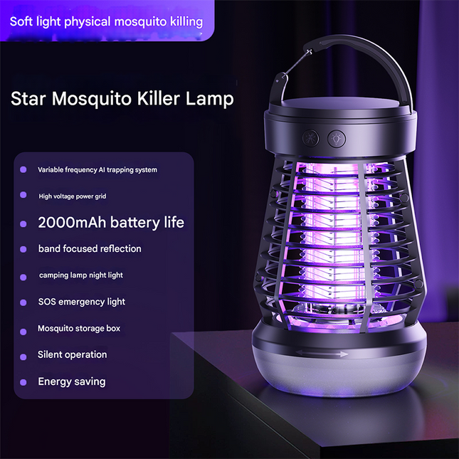 Black Rechargeable 3-in-1 Bug Zapper Lantern
