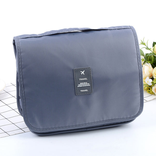 Grey Portable Hanging Travel Toiletry Bag
