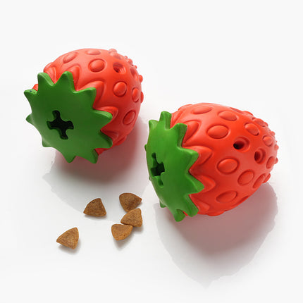 Red Durable Strawberry Treat Dispensing Dog Toy – product detail