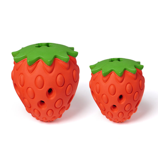Red Durable Strawberry Treat Dispensing Dog Toy