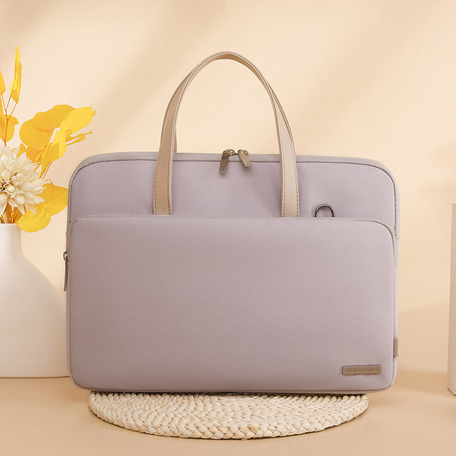 Beige Chic Padded Laptop Bag for 15.6-Inch Notebooks