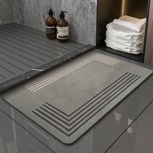 Grey Polarization reversal Modern Absorbent Diatomaceous Earth Bath Mat