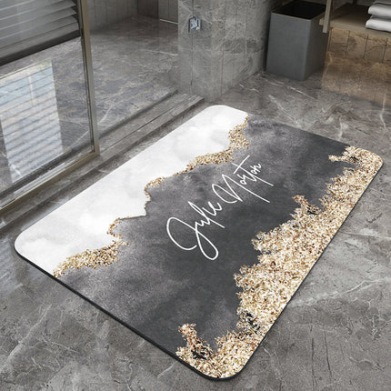 Grey Ink White Modern Absorbent Diatomaceous Earth Bath Mat