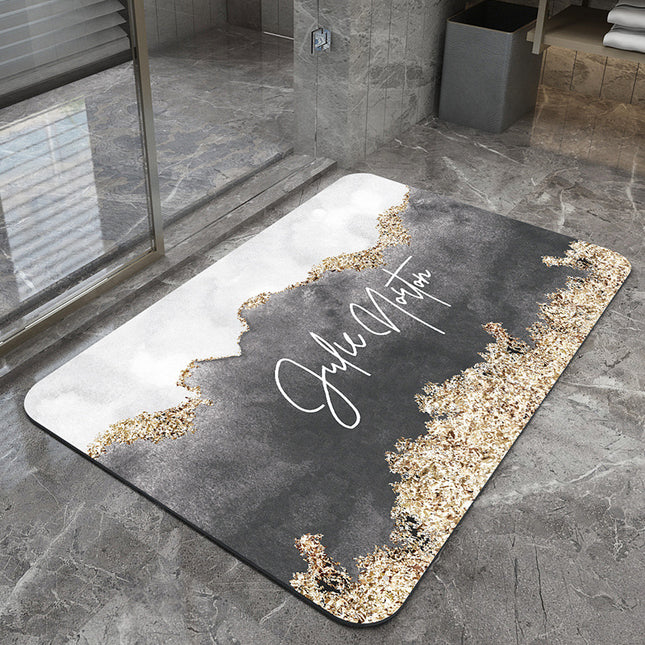Grey Ink White Modern Absorbent Diatomaceous Earth Bath Mat