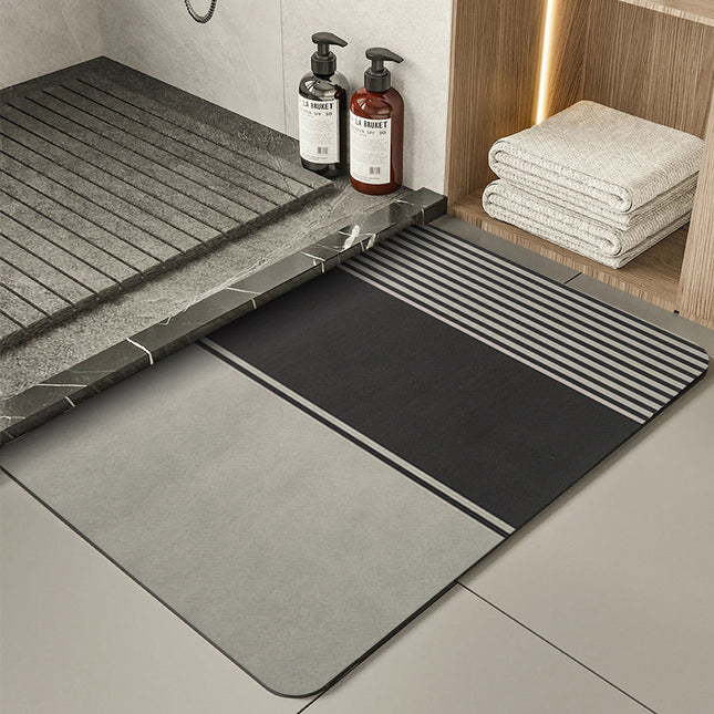 Grey Ink White Modern Absorbent Diatomaceous Earth Bath Mat – product detail