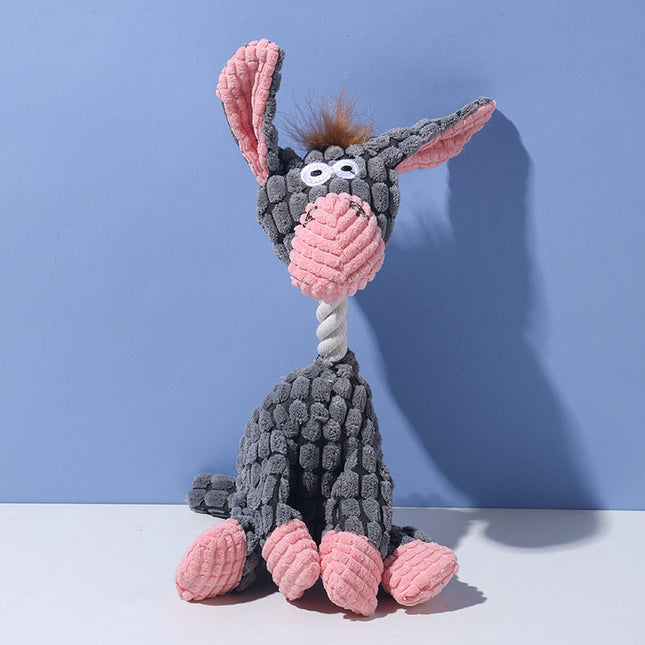 Grey donkey Cuddly Corduroy Squeaky Animal Toy
