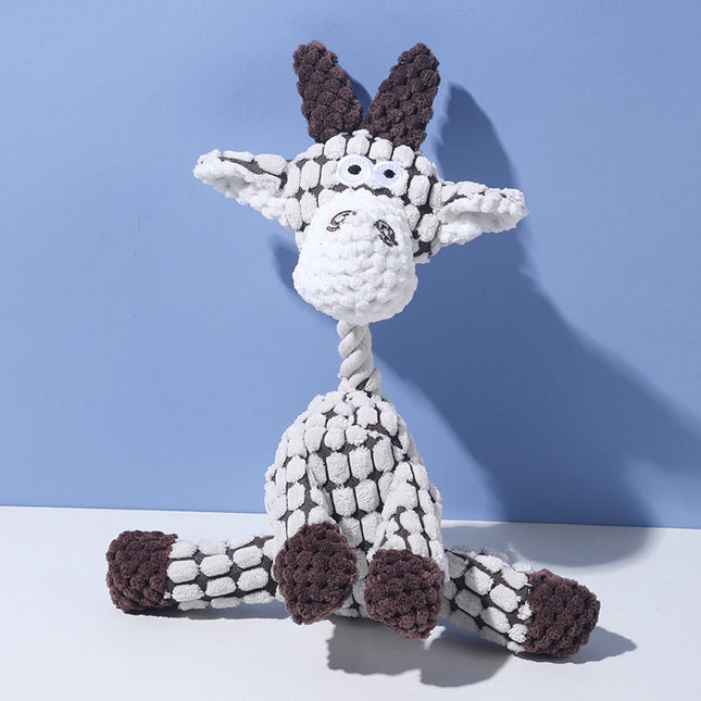 White goat Cuddly Corduroy Squeaky Animal Toy