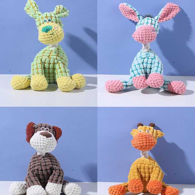 White goat Cuddly Corduroy Squeaky Animal Toy – product detail