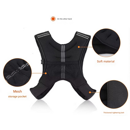 Black Gym Partner Weighted Vest - Adjustable & Reflective for Running, Training & Strength Building(3KG)