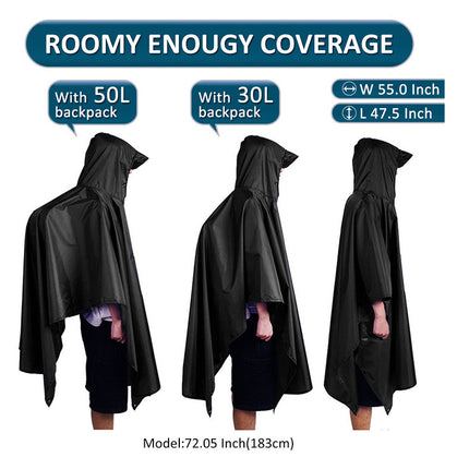 Orange 3-in-1 Multifunctional Outdoor Rain Poncho - Ground Mat & Shelter - Lightweight & Waterproof for Hiking & Camping