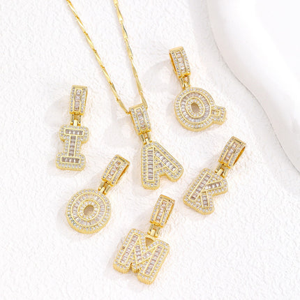 Sparkling Cubic Zirconia Initial Letter Necklace Set - Gold Plated Two-Piece Design(C)