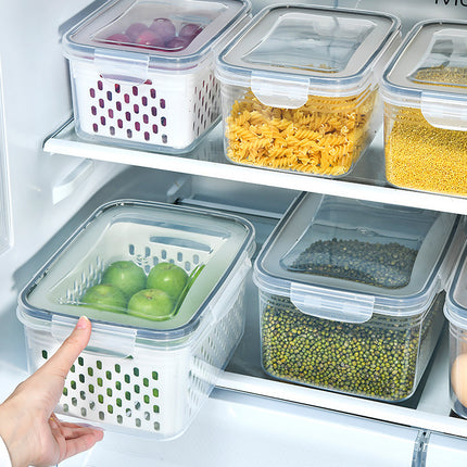 Blue Food-Grade Refrigerator Storage Container Set – Ventilated, Leak-Proof & Microwave-Safe Produce Keeper for Fruits, Vegetables & Meat (3-Piece Set)