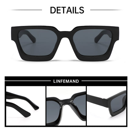 Black frame with grayish blue film Classic Square Frame Sunglasses - Unisex UV400 Protection, Lightweight & Face-Slimming Design - High Definition Vision Eyewear