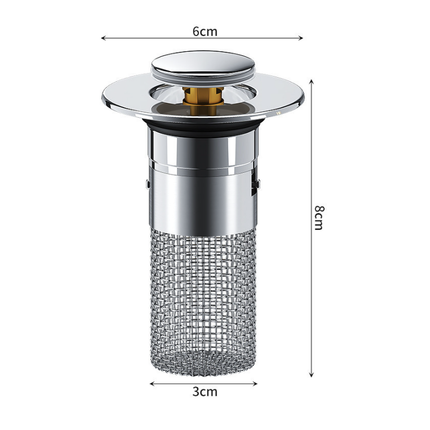 5 PCS Universal Pop-Up Sink Drain Stopper with Anti-Clog Filter Basket - Stainless Steel Hair Catcher & Anti-Odor Plug