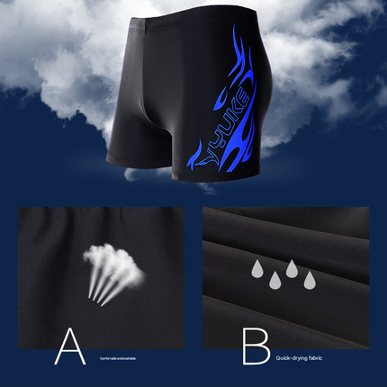 Silver Men's Athletic Swim Trunks and Cap Set with Dynamic Graphic Print(4XL)
