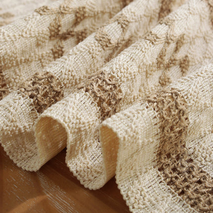 2-PCS Rhombus Bohemian Woven Table Runner with Tassels - Rustic Farmhouse Decor for Dining & Coffee Tables