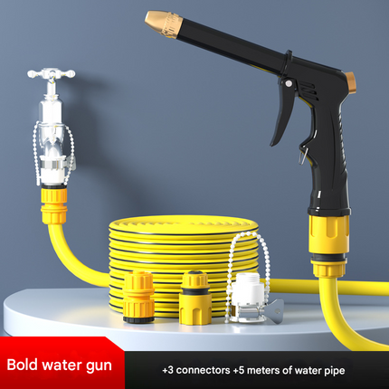 Yellow High-Pressure Car Wash Foam Gun & Hose Set (5m)