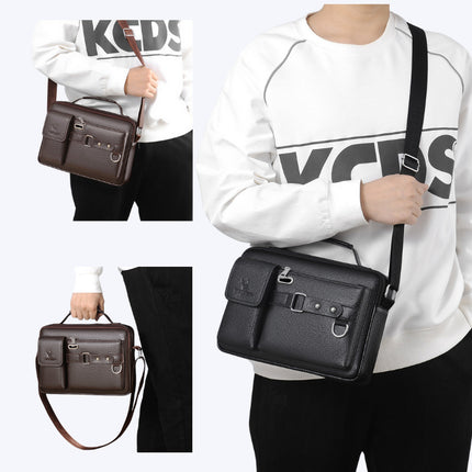 Plain light brown Men's Crossbody Shoulder Bag - Premium PU Leather Business & Commute Sling Bag