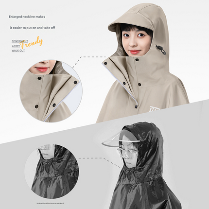 Black Long Full-Body Waterproof Raincoat for Electric Scooters & Motorcycles - Men's and Women's Riding Poncho with Adjustable Hood and Sleeve Design(M)