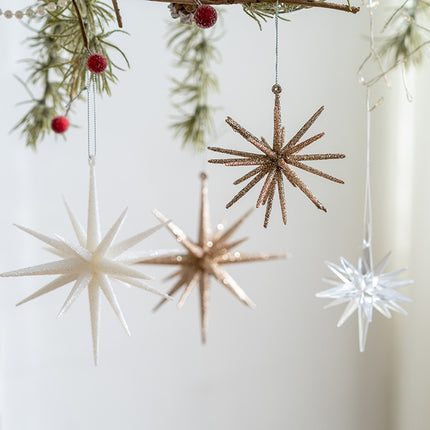 5-PCS Transparent New Christmas Ornament - Starburst Hanging Decor for Tree and Holiday Display