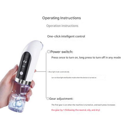 White Hydro-Dermabrasion Blackhead Remover Vacuum - Rechargeable Pore Cleanser & Oxygen Infusion Device