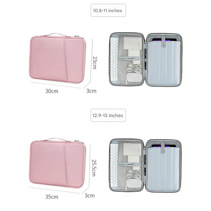 Black 360° Protective Laptop & Tablet Sleeve with Accessory Organizer - Water-Repellent Carrying Case