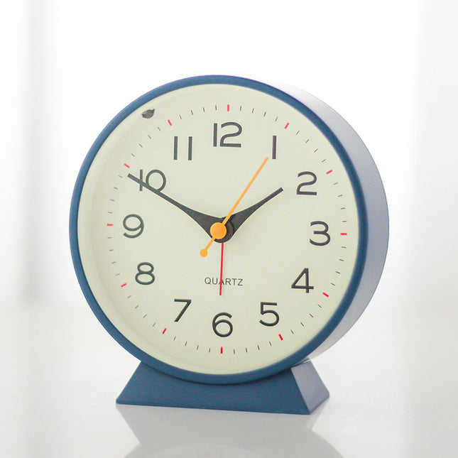 Blue Minimalist Silent Alarm Clock with Night Light