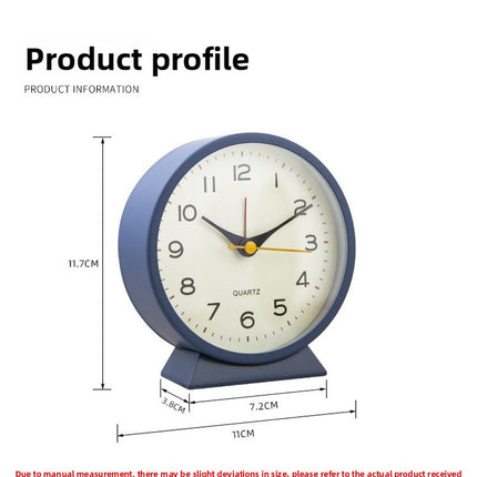 Pink Minimalist Silent Alarm Clock with Night Light - Non-Ticking Analogue Bedside & Desk Clock