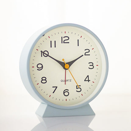 Light blue Minimalist Silent Alarm Clock with Night Light - Non-Ticking Analogue Bedside & Desk Clock