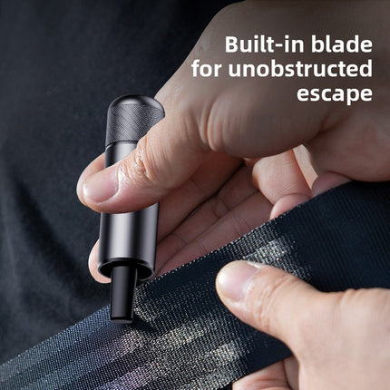 Silver 2-in-1 Emergency Car Escape Tool - Spring-Loaded Window Breaker & Seatbelt Cutter
