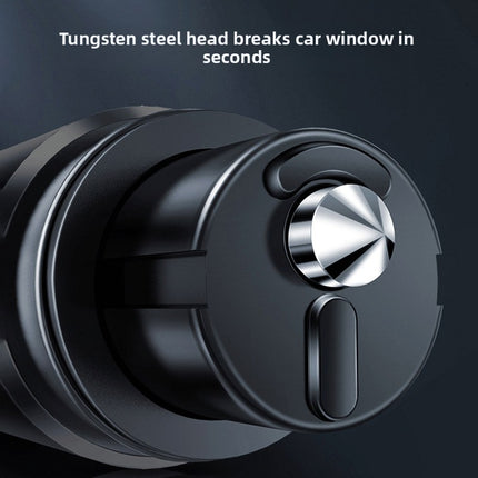 Silver 2-in-1 Emergency Car Escape Tool - Spring-Loaded Window Breaker & Seatbelt Cutter