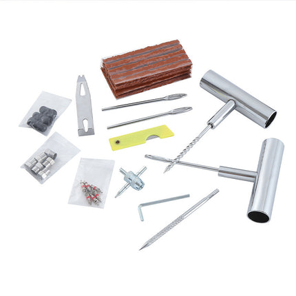 A 58-piece set Blue Heavy-Duty Tubeless Tyre Repair Kit - Emergency Puncture Plug Set for Cars, Motorcycles & ATVs