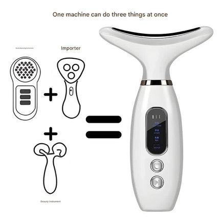Multi-Functional Neck & Face Beauty Massager - Constant Heat, Ion Infusion & Sonic Vibration(white)