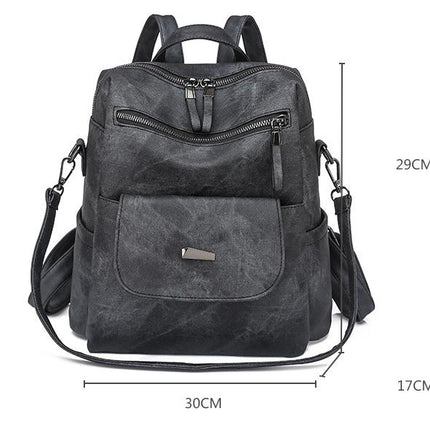 Stylish Women's PU Leather Backpack - Versatile Shoulder Bag with Multiple Pockets(black)