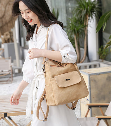 Stylish Women's PU Leather Backpack - Versatile Shoulder Bag with Multiple Pockets(Gray)
