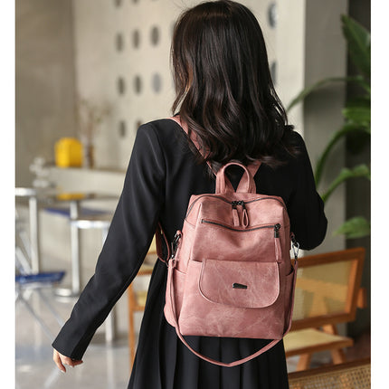 Stylish Women's PU Leather Backpack - Versatile Shoulder Bag with Multiple Pockets(Khaki)