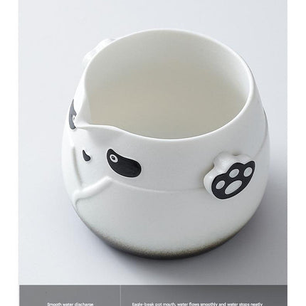 Adorable Panda Design Ceramic Tea Infuser Mug Set - 310ml Travel Crackle Glaze Cup with Lid & Strainer(red)