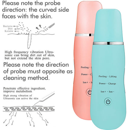Ultrasonic Skin Scrubber - Deep Cleansing, Peeling, Lifting & Ion Infusion Facial Spatula(white)