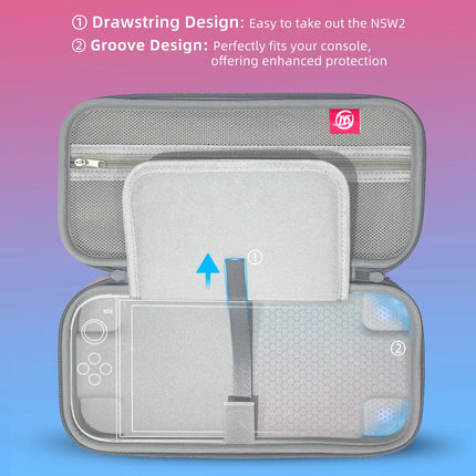 Portable Hard Shell Travel Case for Nintendo Switch/Switch Lite/OLED - Game Card Slots & Accessory Pocket(Gradient gray and white)