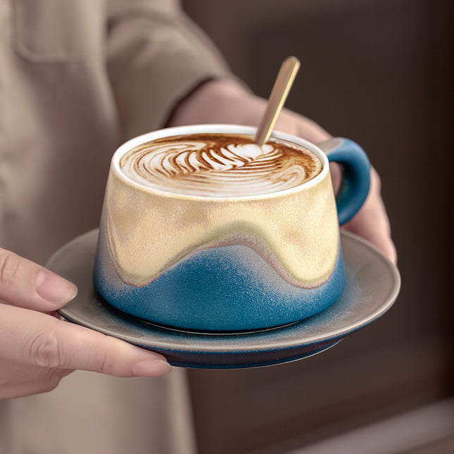 Artistic Ceramic Coffee Cup & Saucer Set with Spoon – product detail
