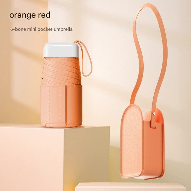 Mini Pocket Umbrella with Matching Crossbody Bag