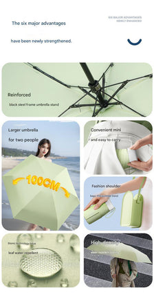 Mini Pocket Umbrella with Matching Crossbody Bag - UV Protection, 6-Rib Windproof Design(purple)