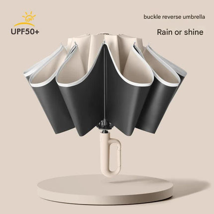 Automatic Open/Close Umbrella with UPF50+ Sun Protection - 10-Rib Windproof Design, Carabiner Handle(Green)