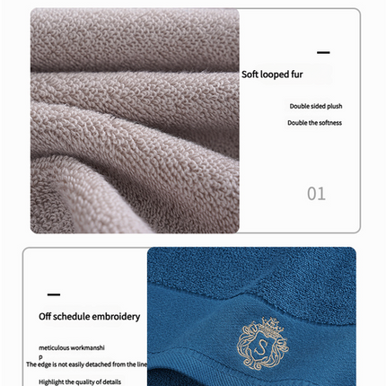 Premium Absorbent Cotton Towel Set - Soft Bath & Hand Towels with Double-Sided Plush(white)