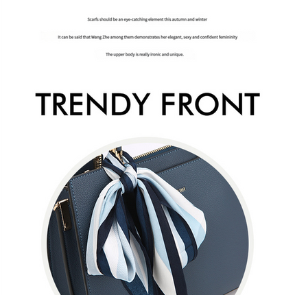 Fashionable Synthetic Leather Crossbody Bag with Detachable Scarf - Multiple Compartments for Daily Essentials(blue)