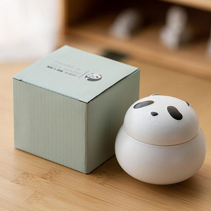Artisanal Animal-Shaped Ceramic Tea Storage Jar with Gift Box - 140ml Capacity, Textured Finish(white)