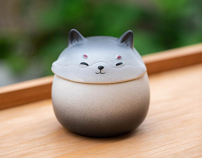 Artisan Ceramic Sealed Storage Jar with Animal Design
