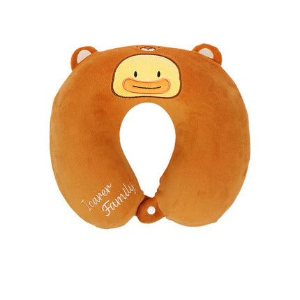 2-in-1 Convertible Eye Mask & Travel Neck Pillow Set - Plush Fabric with Snap Closure(brown)
