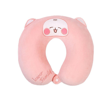 2-in-1 Convertible Eye Mask & Travel Neck Pillow Set - Plush Fabric with Snap Closure(pink)
