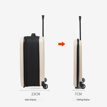 Compact Expandable Foldable Luggage - Reinforced Alloy Handle & Silent Wheels(white)